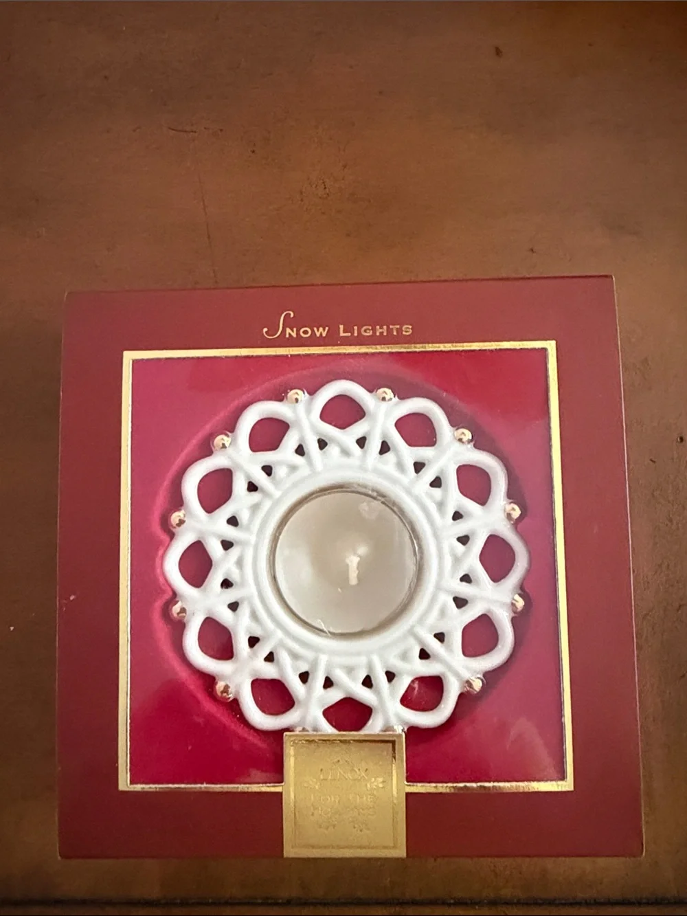 Lenox White Ceramic Tealight Holder with Gold Trim